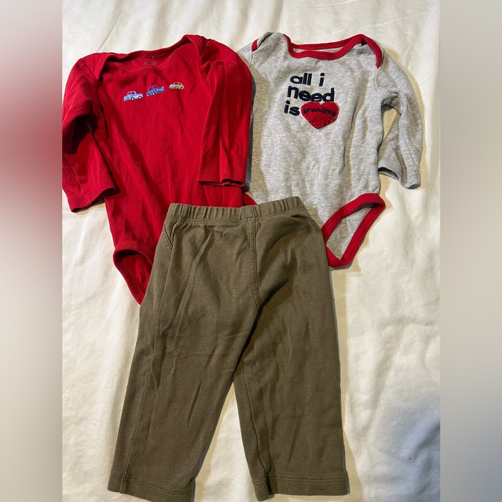 Carters boys cotton 2 long sleeve onesie and 1 cotton jogger